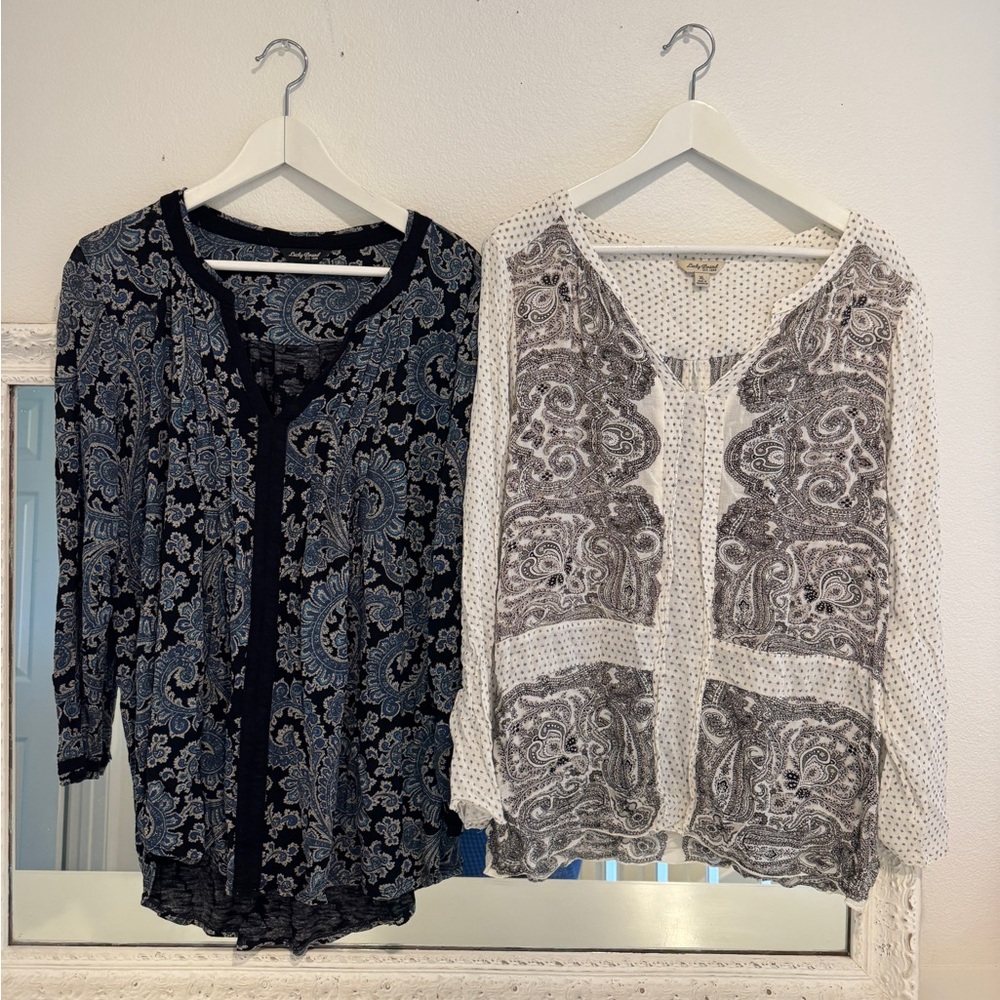 Lucky Brand Women's Paisley Print Boho Tops Blouse Bundle size XL